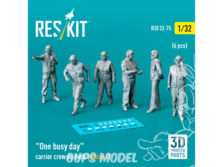 ResKit Figurine RSF32-0075 ÉQUIPAGE DU TRANSPORTEUR SUR LE PONT SCÈNE 1 6 PIÈCES IMPRIMÉES EN 3D 1/32