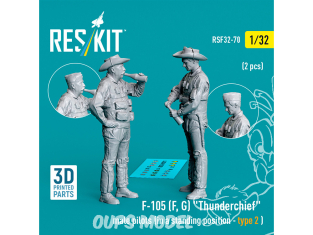 ResKit Figurine RSF32-0070 F-105F, G THUNDERCHIEF PILOTES HOMMES EN POSITION DEBOUT TYPE 2 2 PIÈCES IMPRIMÉES EN 3D 1/32