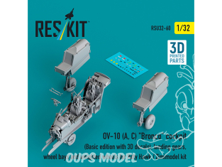 ResKit amelioration RSU32-0060 Cockpit OV-10A,C "Bronco" Édition de base avec décalcomanies 3D kit Kitty Hawk 3D 1/32