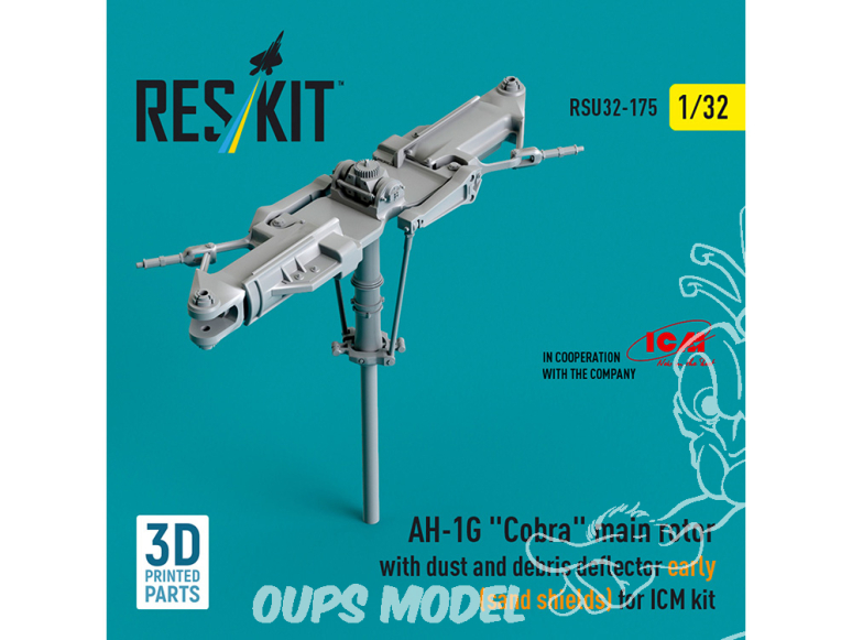 ResKit RSU32-0175 Rotor principal AH-1G Cobra déflecteur de poussière, débris, boucliers anti-sable, early kit ICM 3D 1/32