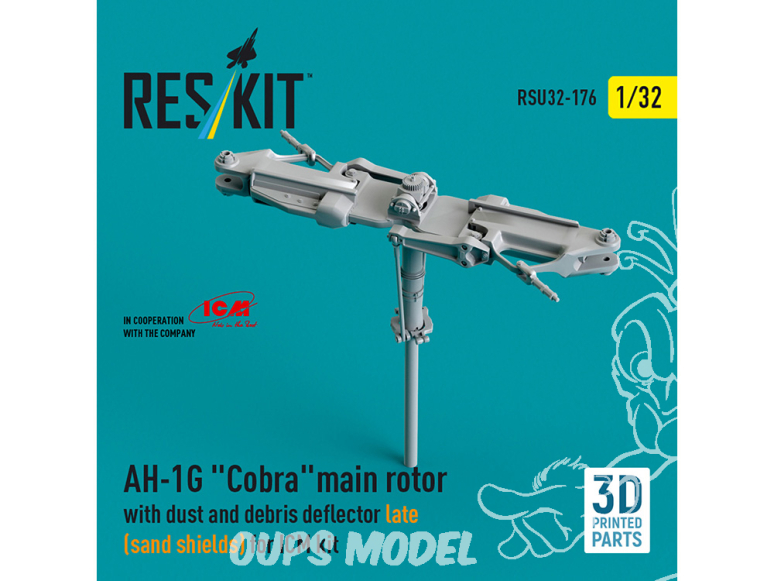 ResKit RSU32-0176 Rotor principal AH-1G Cobra déflecteur de poussière, débris, boucliers anti-sable, late kit ICM 3D 1/32