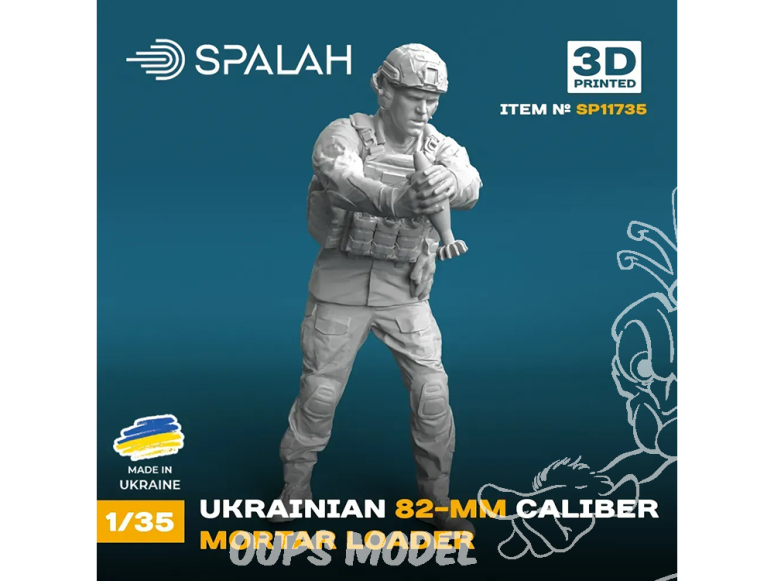 Spalah kit figurine SP11735 Chargeur de mortier ukrainien 82 mm ZSU, impression 3D 1/35