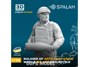 Spalah kit figurine SP13535 soldat d'artillerie avec obus (155 mm) 1/35