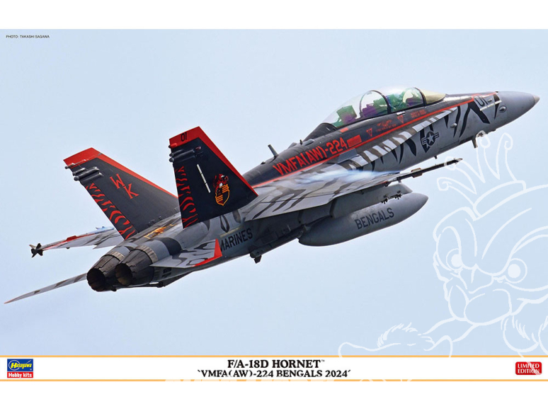 Hasegawa maquette avion 07545 F/A-18D Hornet VMFA (AW)-224 Bengals 2024 1/48