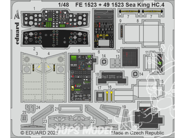 EDUARD photodecoupe hélicoptère 491523 Amélioration Sea King HC.4 Airfix 1/48