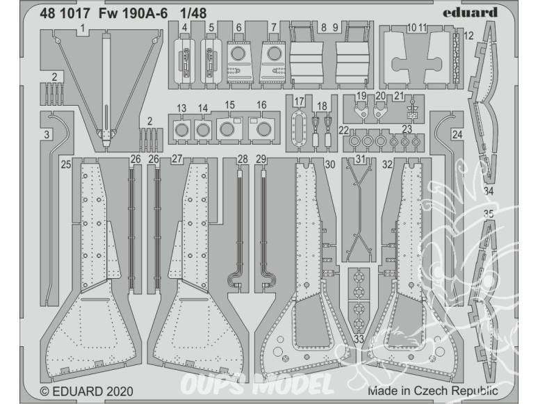 EDUARD photodecoupe avion 481017 Amélioration Focke Wulf Fw 190A-6 Eduard 1/48