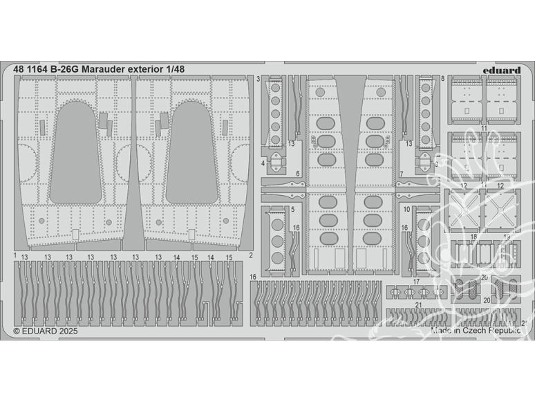 EDUARD photodecoupe avion 481164 Extérieur B-26G Marauder Icm 1/48
