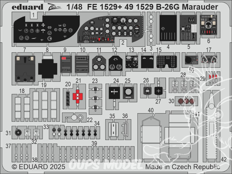 EDUARD photodecoupe avion 491529 Amélioration B-26G Marauder Icm 1/48