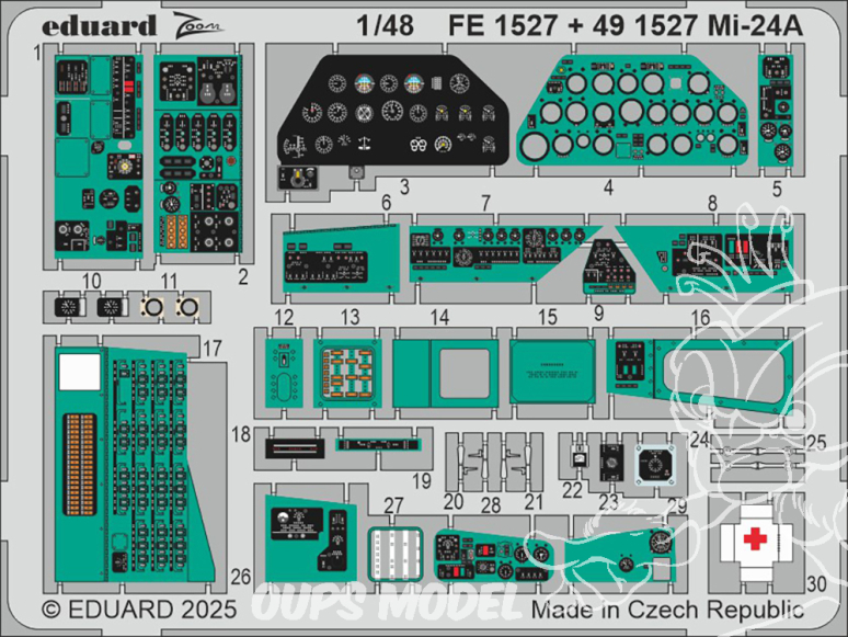 EDUARD photodecoupe hélicoptère FE1527 Zoom amélioration Mi-24A Trumpeter 1/48