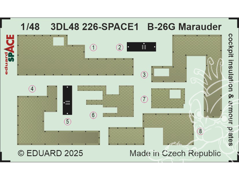 Eduard Space décalques 3D 3DL48226 B-26G Marauder Insulation et blindage Cockpit Icm 1/48
