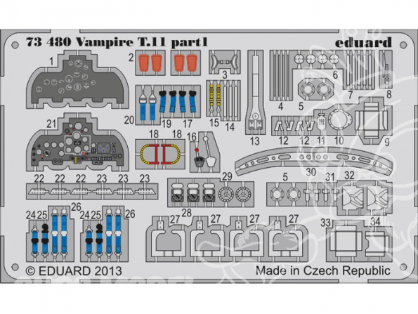 Eduard photodecoupe avion 73480 Vampire T.11 1/72