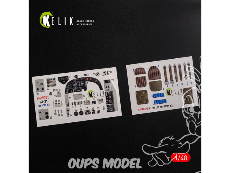 Kelik Decals 3D K48085 Autocollants 3D intérieurs KI-21 pour kit ICM 1/48
