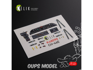 Kelik Decals 3D K48090 Autocollants 3D intérieurs du CH-46E pour kit Academy 1/48