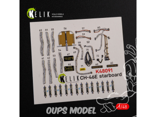 Kelik Decals 3D K48091 Autocollants 3D Intérieur du compartiment de chargement du CH-46E pour kit Academy 1/48