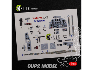 Kelik Decals 3D K48094 Autocollants 3D intérieures IL-2 Sturmovik pour kit Tamiya 1/48
