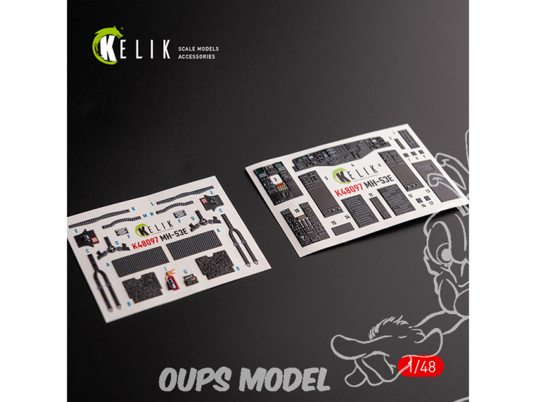 Kelik Decals 3D K48097 Autocollants 3D intérieurs MH-53 Sea Dragon pour kit Academy 1/48