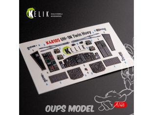Kelik Decals 3D K48105 UH-1N « Twin Huey » - Décalcomanies 3D intérieures pour kit Zimi Model/KittyHawk 1/48