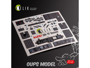 Kelik Decals 3D K48107 UH-1Y « Venom » décalcomanies 3D intérieures pour kit Zimi Model/KittyHawk 1/48