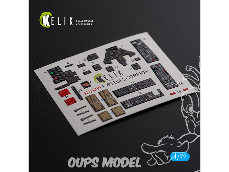 Kelik Decals 3D K72090 Décalcomanies 3D intérieures F-89 D/J Scorpion pour kit Revell 1/72