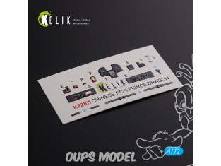Kelik Decals 3D K72101 Décalcomanies 3D intérieur du FC-1 Fierce Dragon chinois pour le kit Trumpeter 1/72
