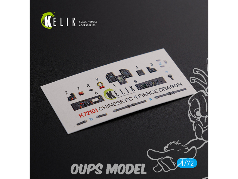 Kelik Decals 3D K72101 Décalcomanies 3D intérieur du FC-1 Fierce Dragon chinois pour le kit Trumpeter 1/72