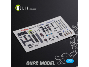 Kelik Decals 3D K72104 Décalcomanies 3D intérieurs HE-219 UHU pour kit Dragon 1/72