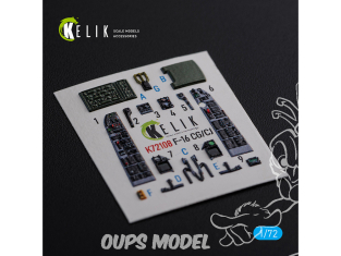 Kelik Decals 3D K72108 Décalcomanies 3D intérieurs F-16 CG/CJ pour kit Academy 1/72