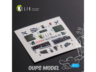 Kelik Decals 3D K72110 Décalcomanies 3D intérieures F-16 CJ (Bloc 50) pour kit Tamiya 1/72
