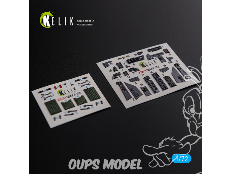 Kelik Decals 3D K72111 Décalcomanies 3D intérieurs F-15E pour kit Academy 1/72