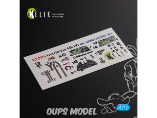 Kelik Decals 3D K72114 Décalcomanies 3D intérieures Hurricane Mk IIC pour kit Arma Hobby 1/72