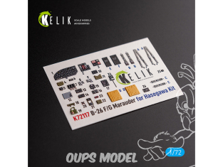 Kelik Decals 3D K72117 B-26 F/G Marauder décalcomanies 3D intérieures pour kit Hasegawa 1/72