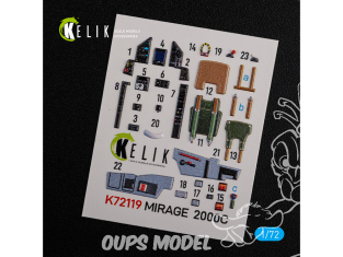 Kelik Decals 3D K72119 Décalcomanies 3D intérieurs Mirage 2000C pour kit ModelSvit 1/72
