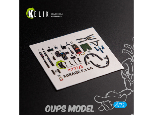 Kelik Decals 3D K72125 Décalcomanies 3D intérieurs MIRAGE F.1 CG pour kit Special Hobby 1/72