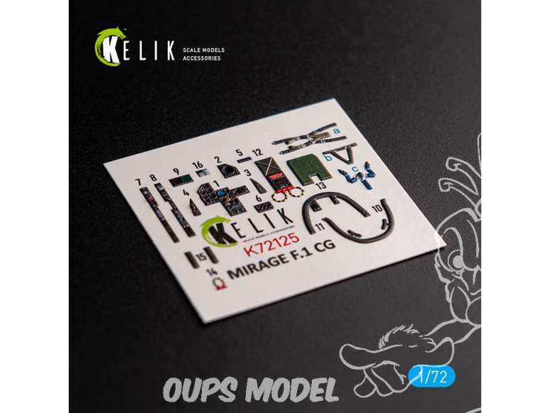 Kelik Decals 3D K72125 Décalcomanies 3D intérieurs MIRAGE F.1 CG pour kit Special Hobby 1/72