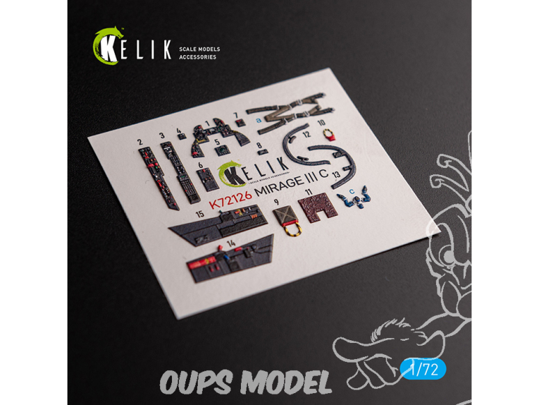 Kelik Decals 3D K72126 Décalcomanies 3D intérieur MIRAGE III C pour kit ModelSvit 1/72