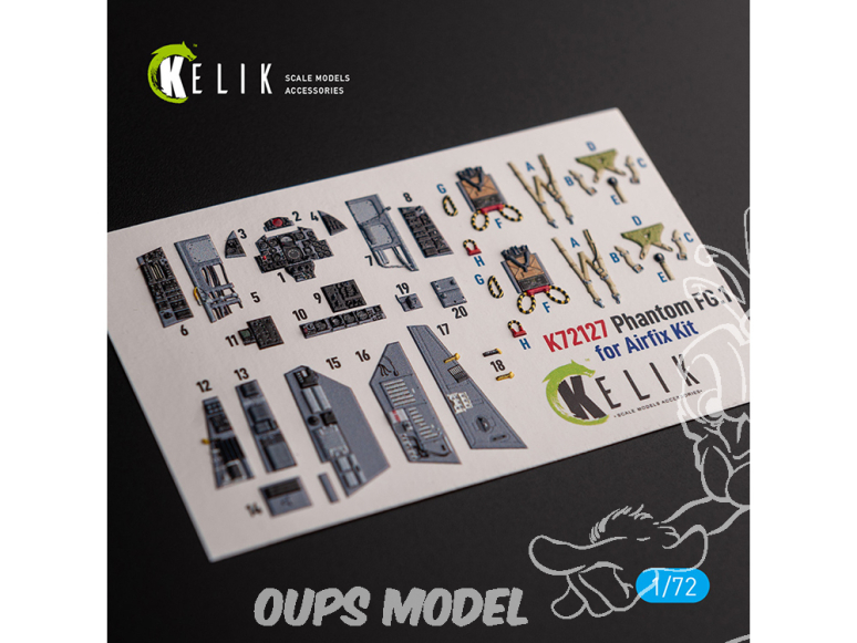 Kelik Decals 3D K72127 Décalcomanies 3D intérieur FG.1 Phantom pour kit Airfix 1/72