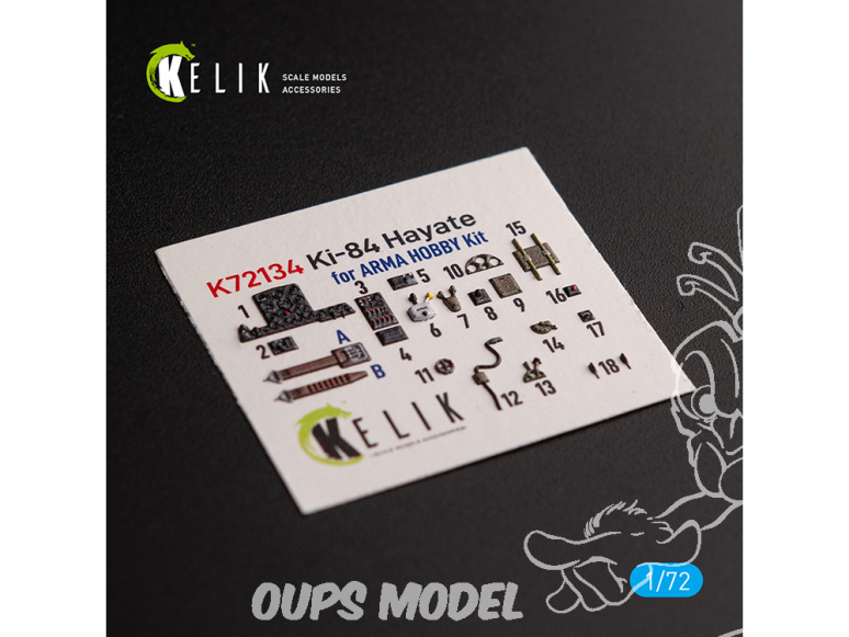 Kelik Decals 3D K72134 Ki-84 Hayate Décalcomanies 3D intérieures pour kit Arma Hobby 1/72