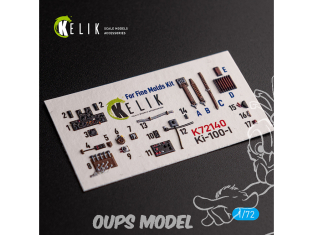 Kelik Decals 3D K72140 Ki-100-I Décalcomanies 3D intérieures pour kit FineMolds 1/72