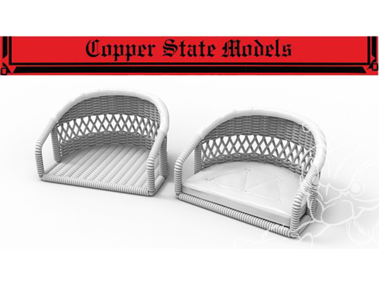 Copper State Models Avion A32-010 Siège en osier avec coussin et rembourrage en cuir 1/32