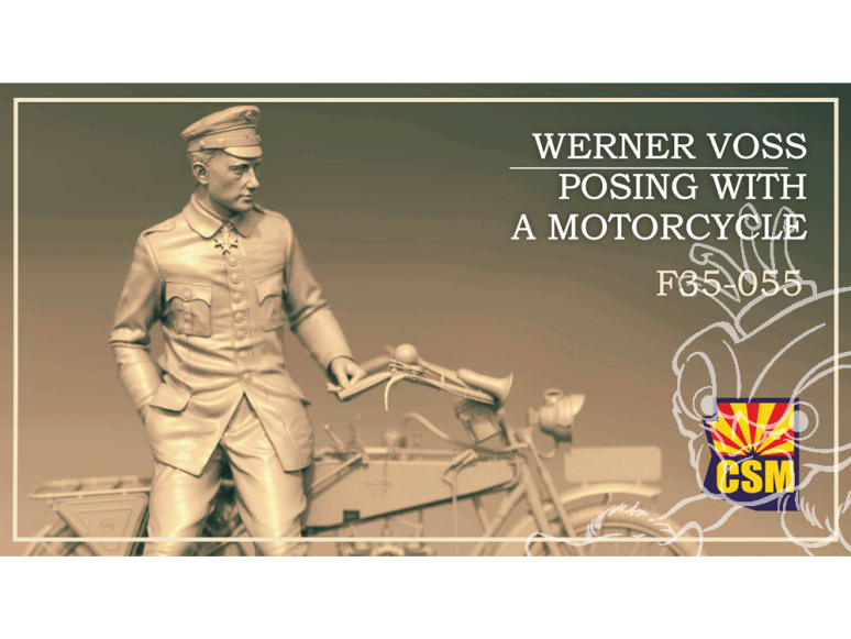 Copper State Models F35-055 Werner Voss posant avec une moto 1/35