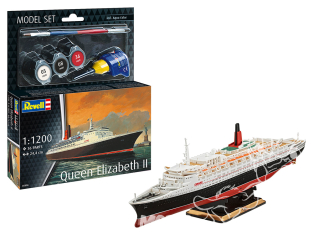 Revell maquette bateau 65806 Model Set Queen Elizabeth 2 vec accessoires de base 1/1200