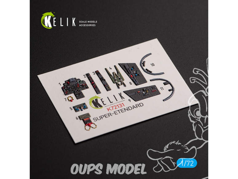 Kelik Decals 3D K72131 Super Etendard Autocollants 3D intérieurs pour kit Academy 1/72