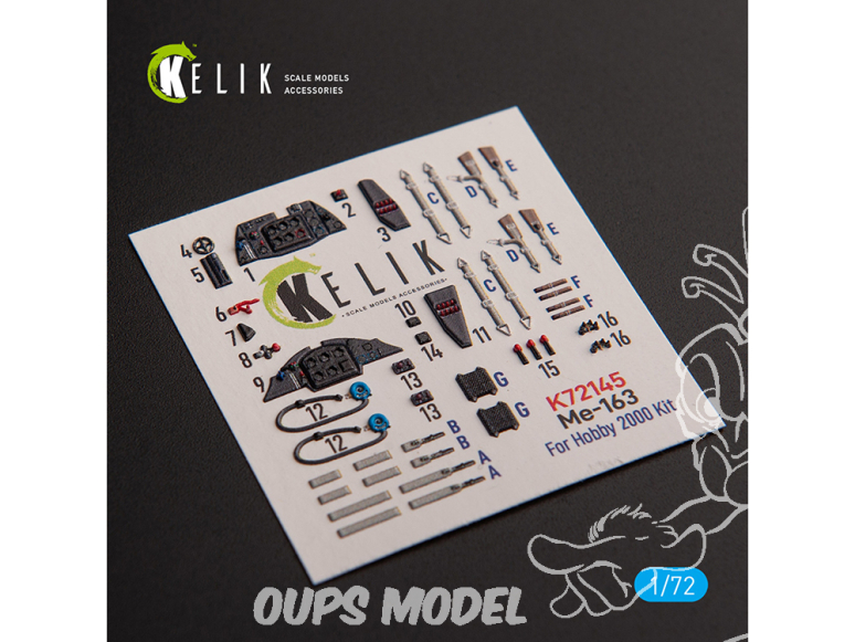 Kelik Decals 3D K72145 Me 163 B/S Komet Autocollants 3D intérieurs pour kit Hobby 2000/Academy 1/72