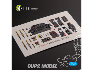Kelik Decals 3D K72148 Autocollants 3D intérieurs pour cockpit avant du Vickers Valiant B(PR)K.1 pour kit Airfix 1/72