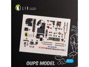 Kelik Decals 3D K72151 Bristol Beaufort Mk.1 Décalcomanies 3D intérieures pour kit Airfix 1/72
