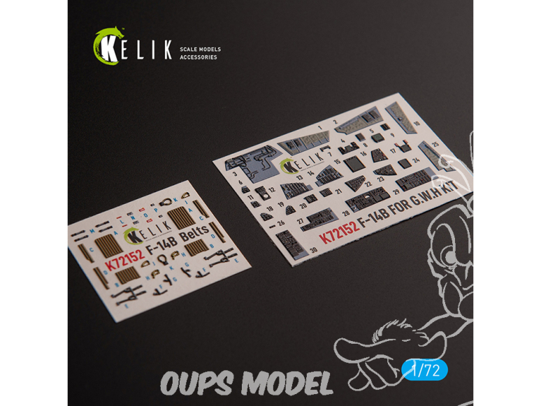 Kelik Decals 3D K72152 Autocollants 3D intérieurs F-14B pour kit GWH 1/72