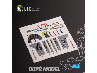 Kelik Decals 3D K72153 Hawker Sea Fury FB.11 Décalcomanies 3D intérieures pour kit Trumpeter 1/72