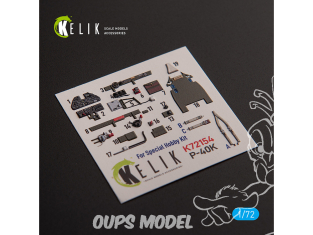 Kelik Decals 3D K72154 P-40K Décalcomanies 3D intérieures pour kit Special Hobby 1/72