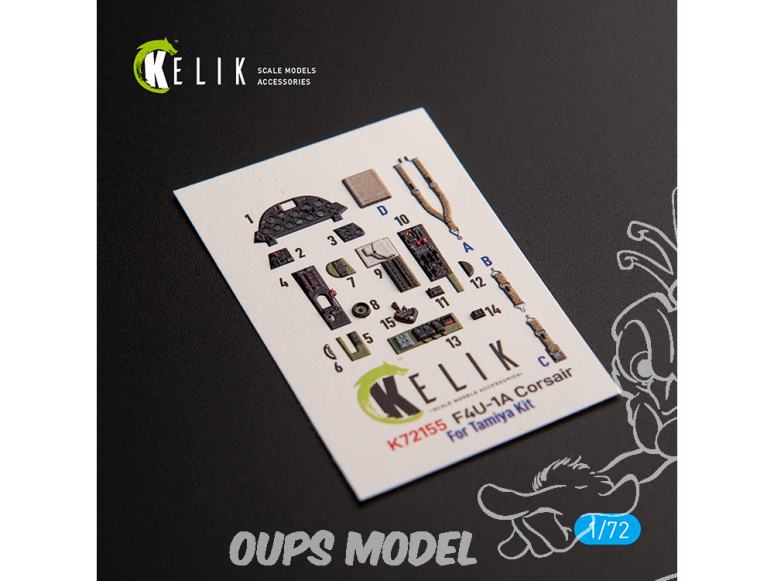 Kelik Decals 3D K72155 F4U-1A Corsair Décalcomanies 3D intérieures pour kit Tamiya 1/72