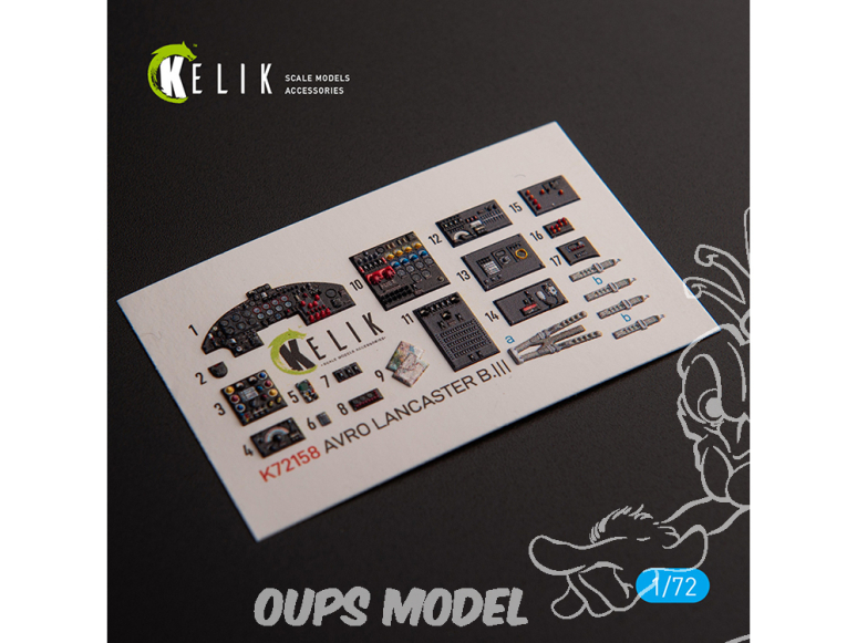 Kelik Decals 3D K72158 AVRO LANCASTER B.III Autocollants 3D intérieurs pour kit Airfix 1/72